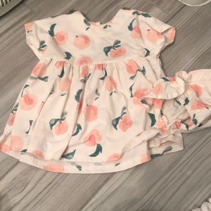 Peach baby girl Dress with Diaper cover